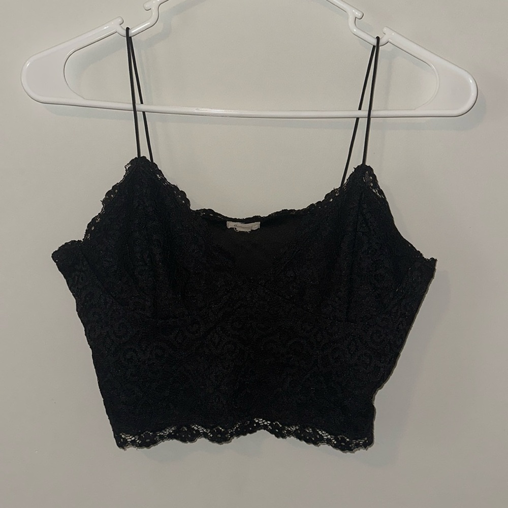 Garage black lace crop top